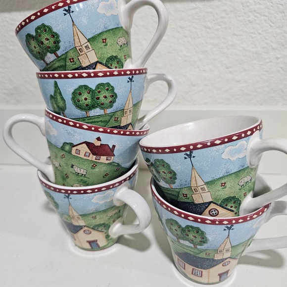 Vintage Sango Green Acre mugs‎ 8 oz Set of 6 - Picture 3 of 7